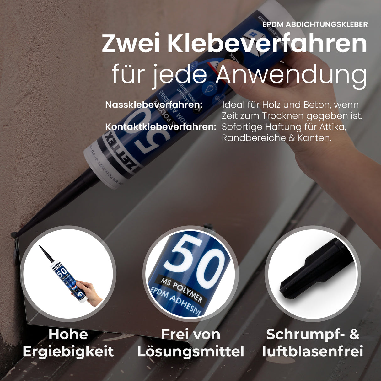 EPDM Abdichtungskleber - Zettex MS50 - dachfolien.de